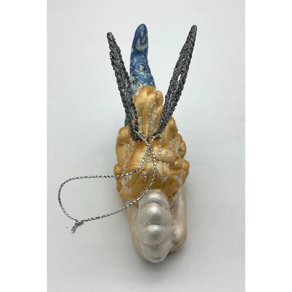 Lillian Vernon Ceramic Mermaid Angel VTG Christmas Ornament Glitter Accents - Picture 2 of 6
